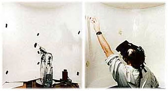 Image of research subject wearing a virtual reality helmet.